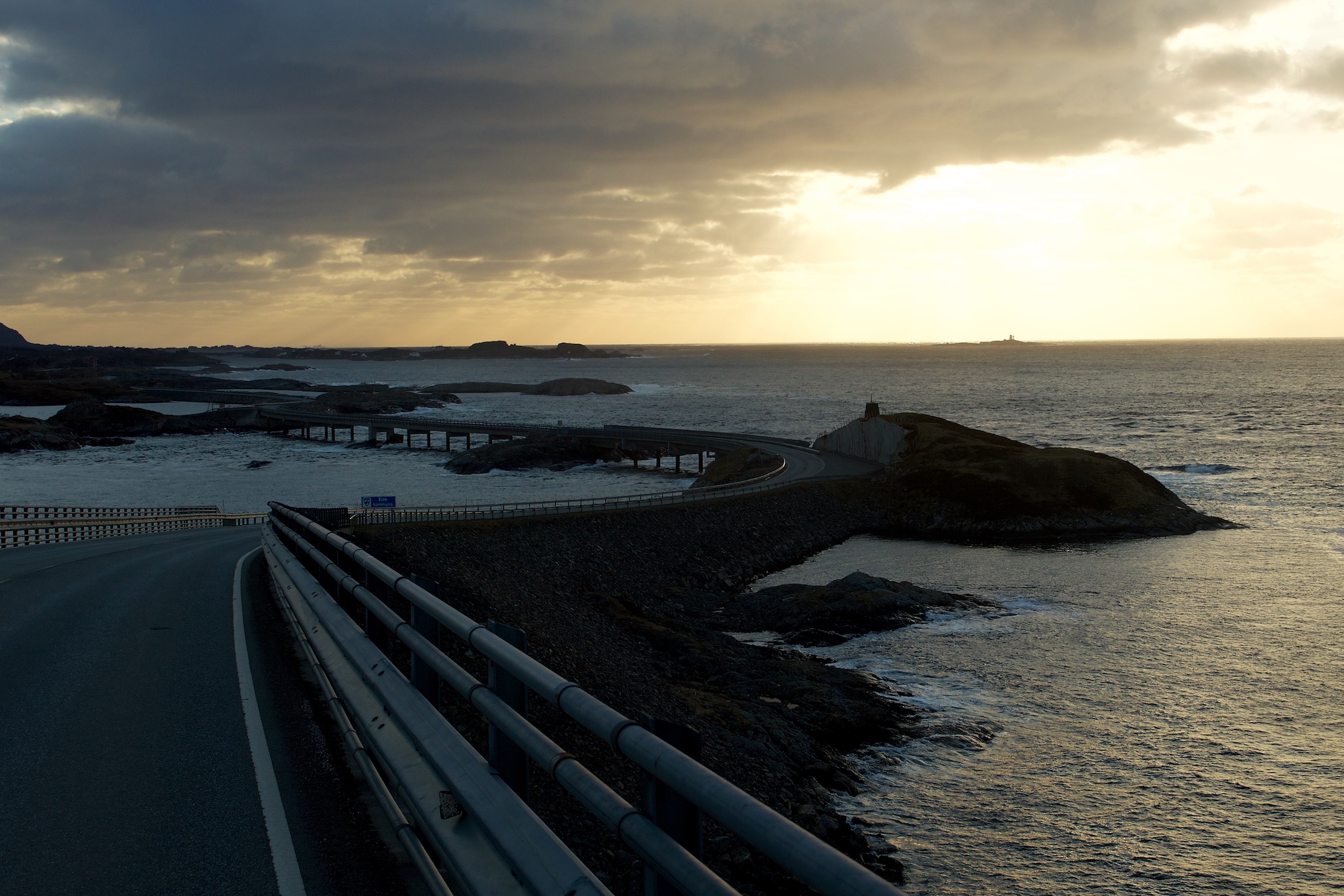 View while driving over Atlanterhavsveien (Atlantic Ocean Road) in Norway