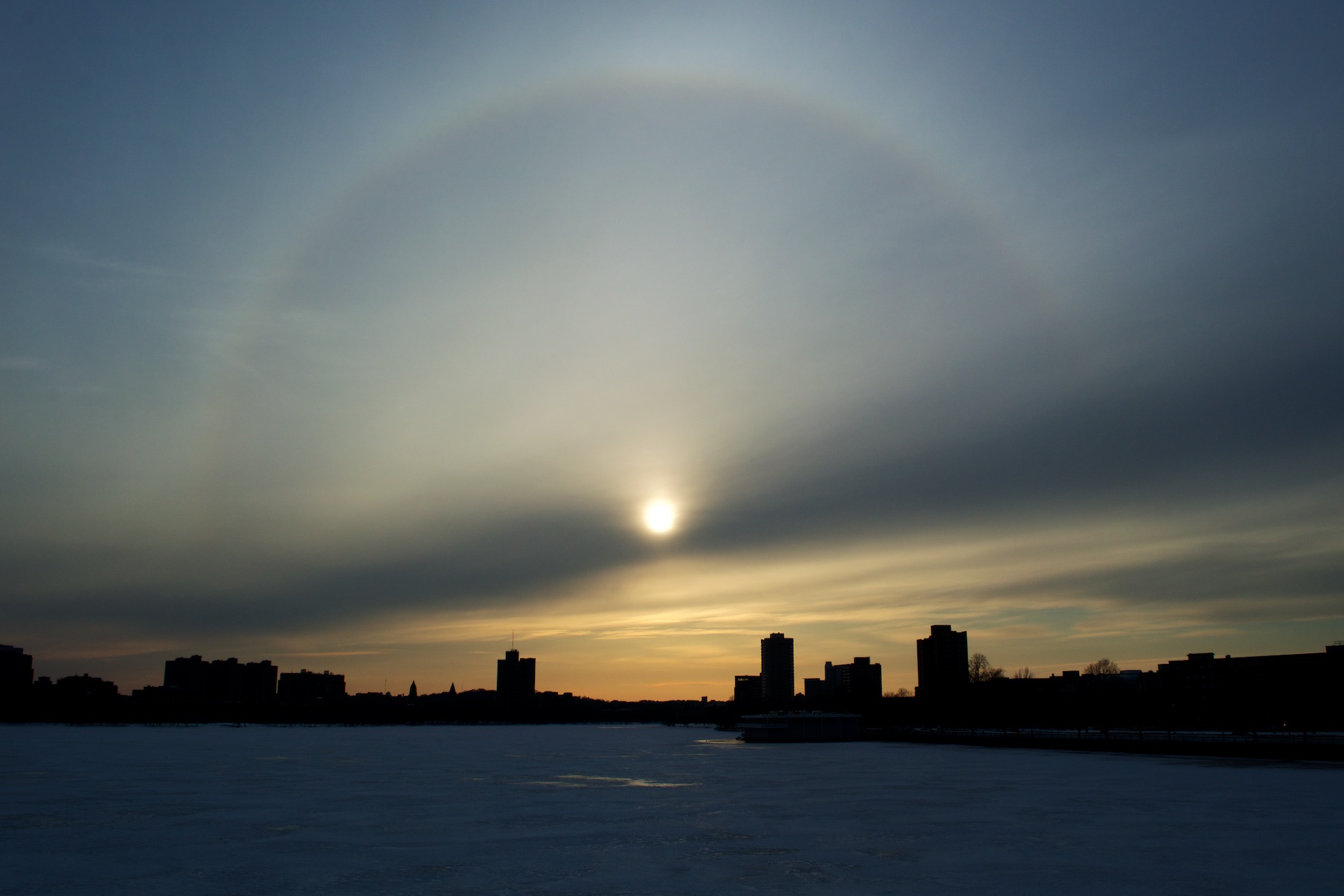 Sun Ring Over a Frozen Charles River