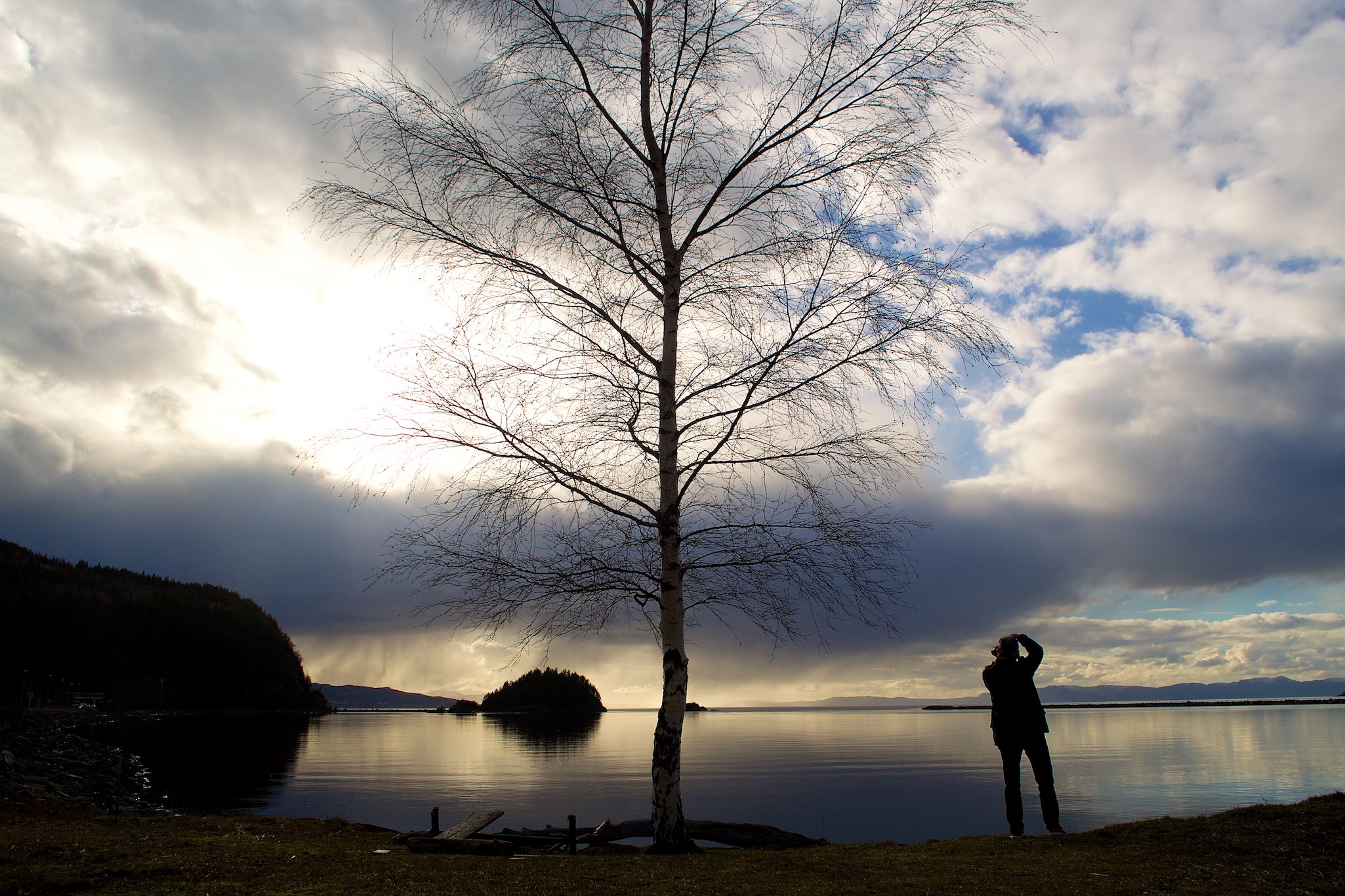 Taking Photographs along the Fjord in Hell, Norway