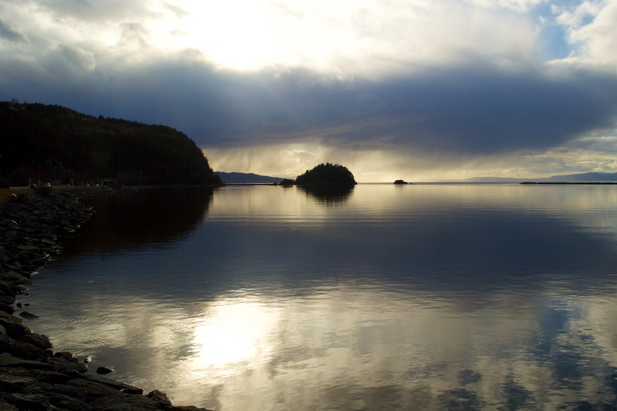 Fjord in Hell, Norway during a Hailstorm