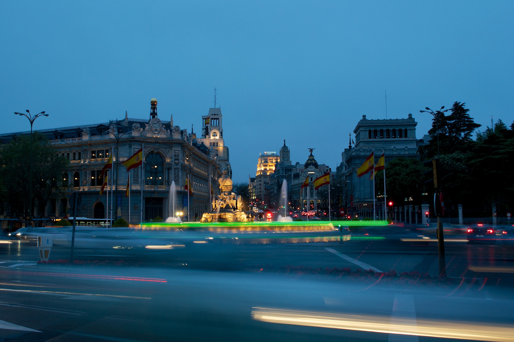 Night Traffic in Madrid Spain