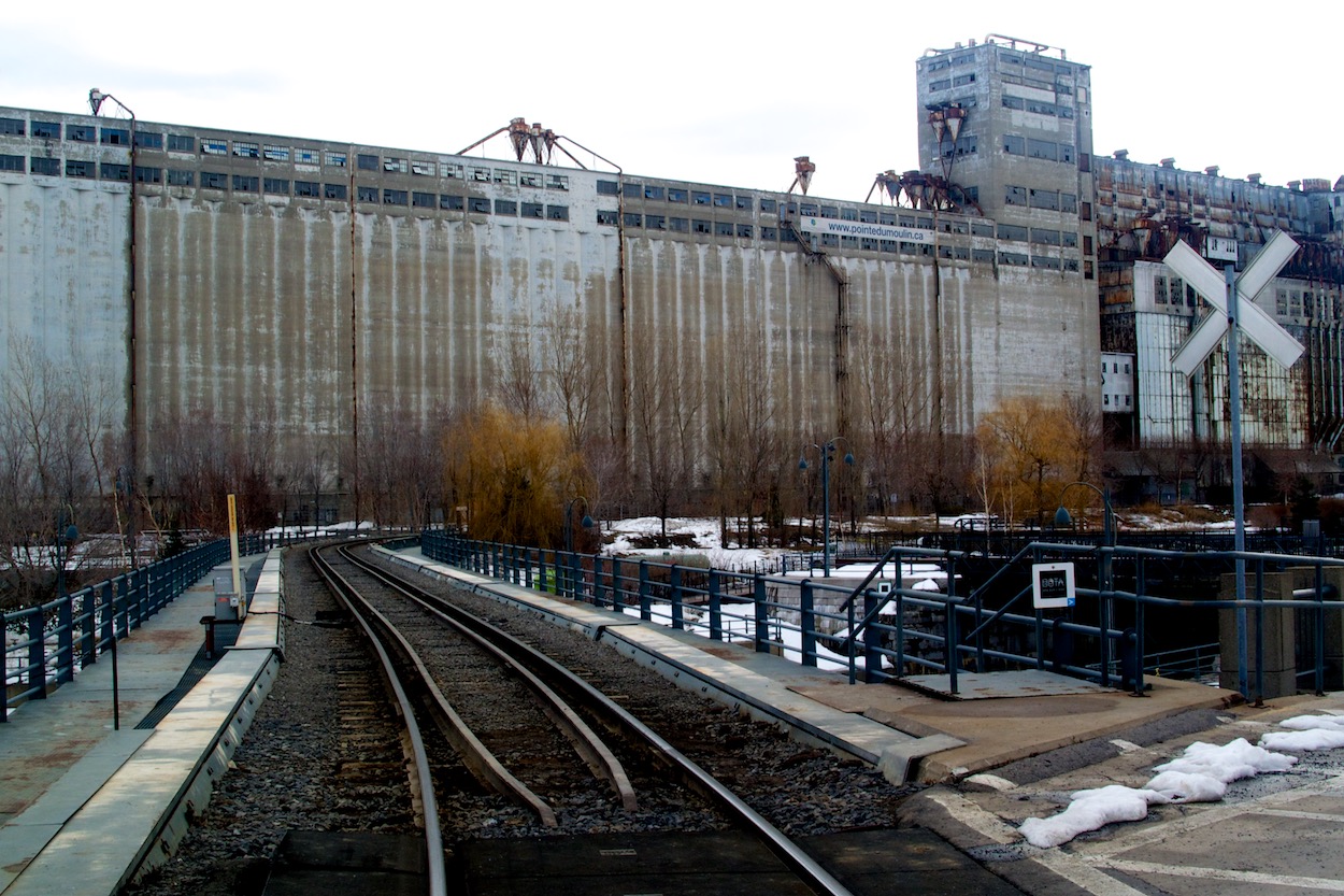 Rail Tracks by the Old Port in Montreal Canada