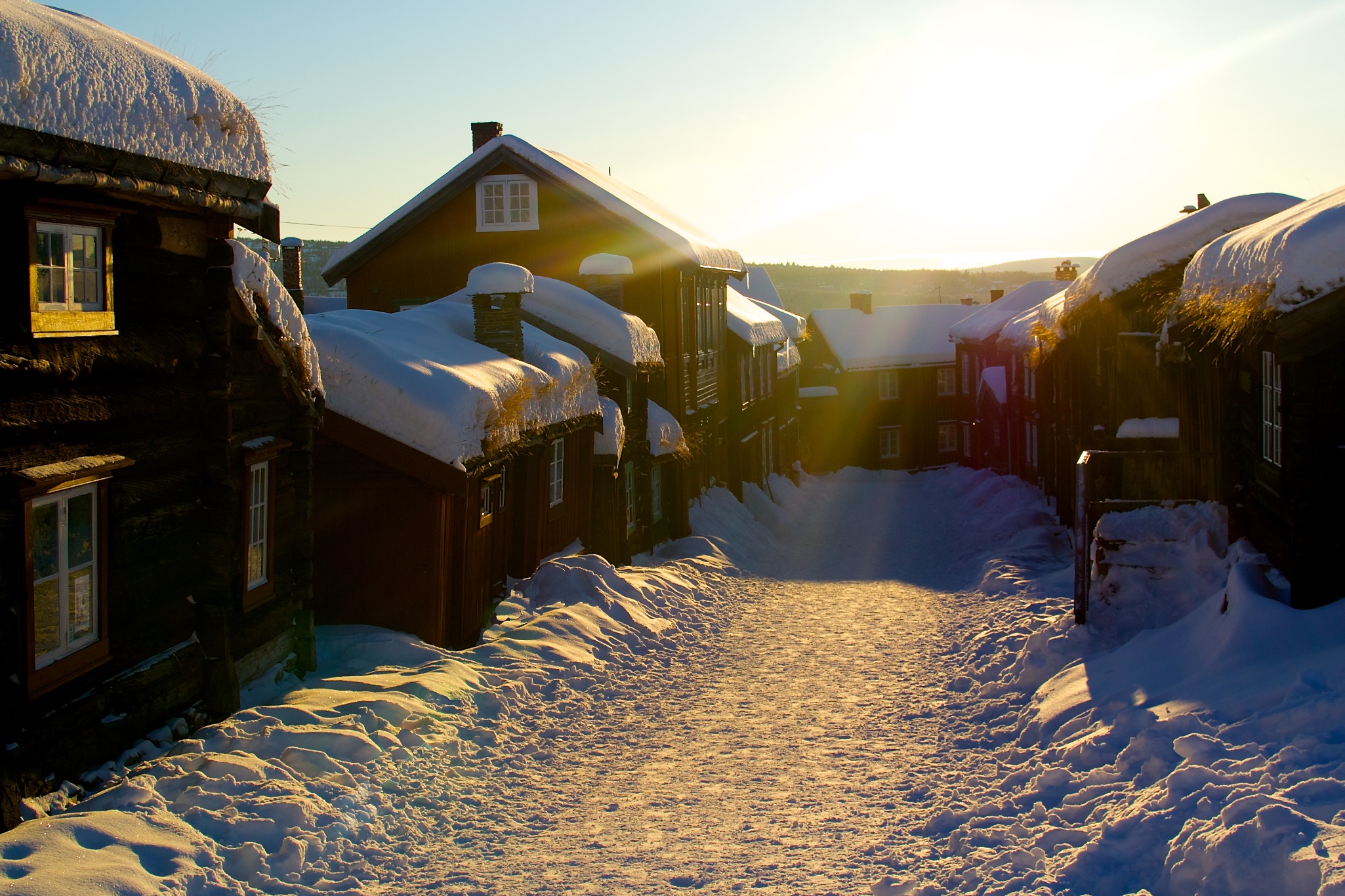 Sun on the snow in Roeros Norway