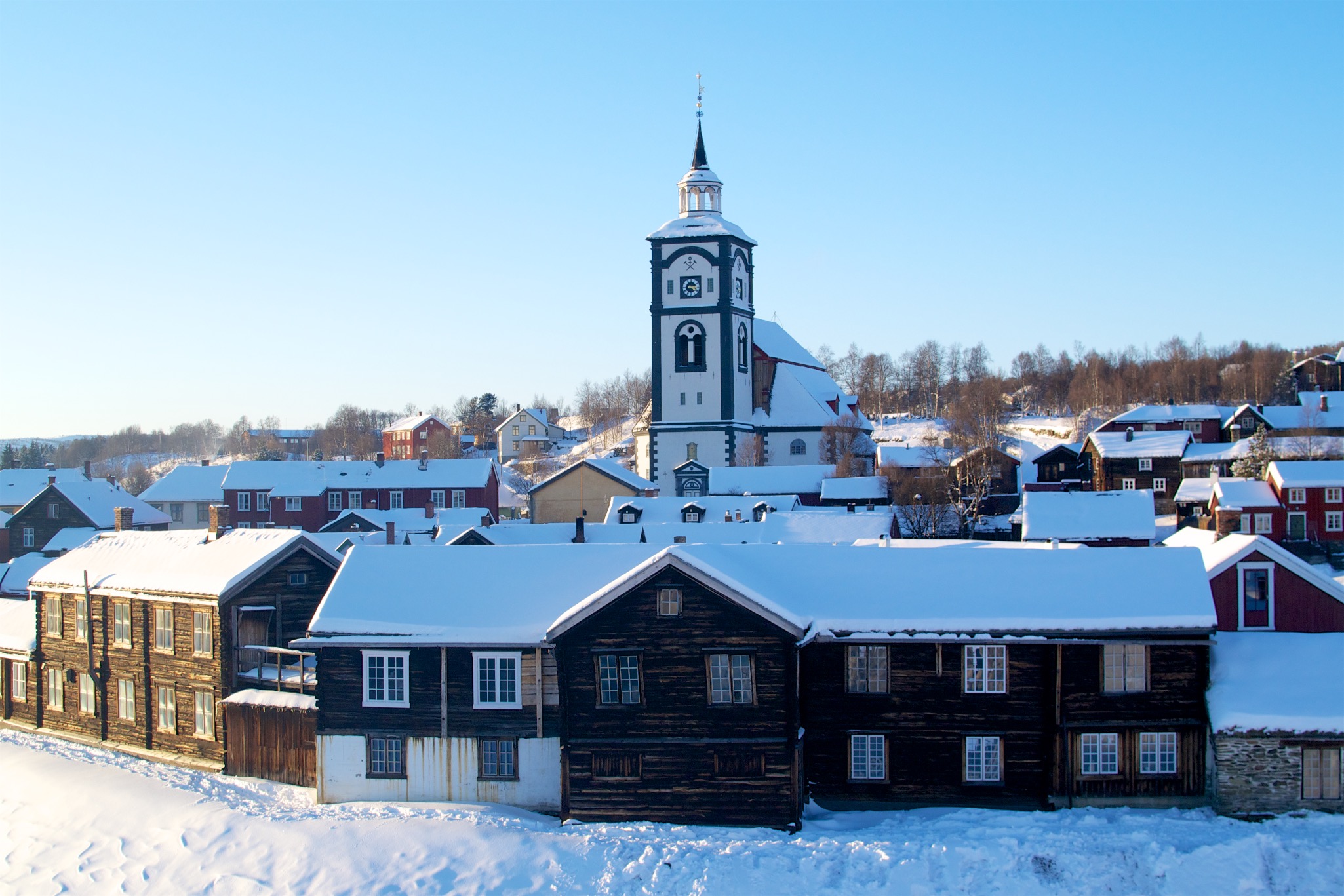 Snow and Buildings in Roeros Norway