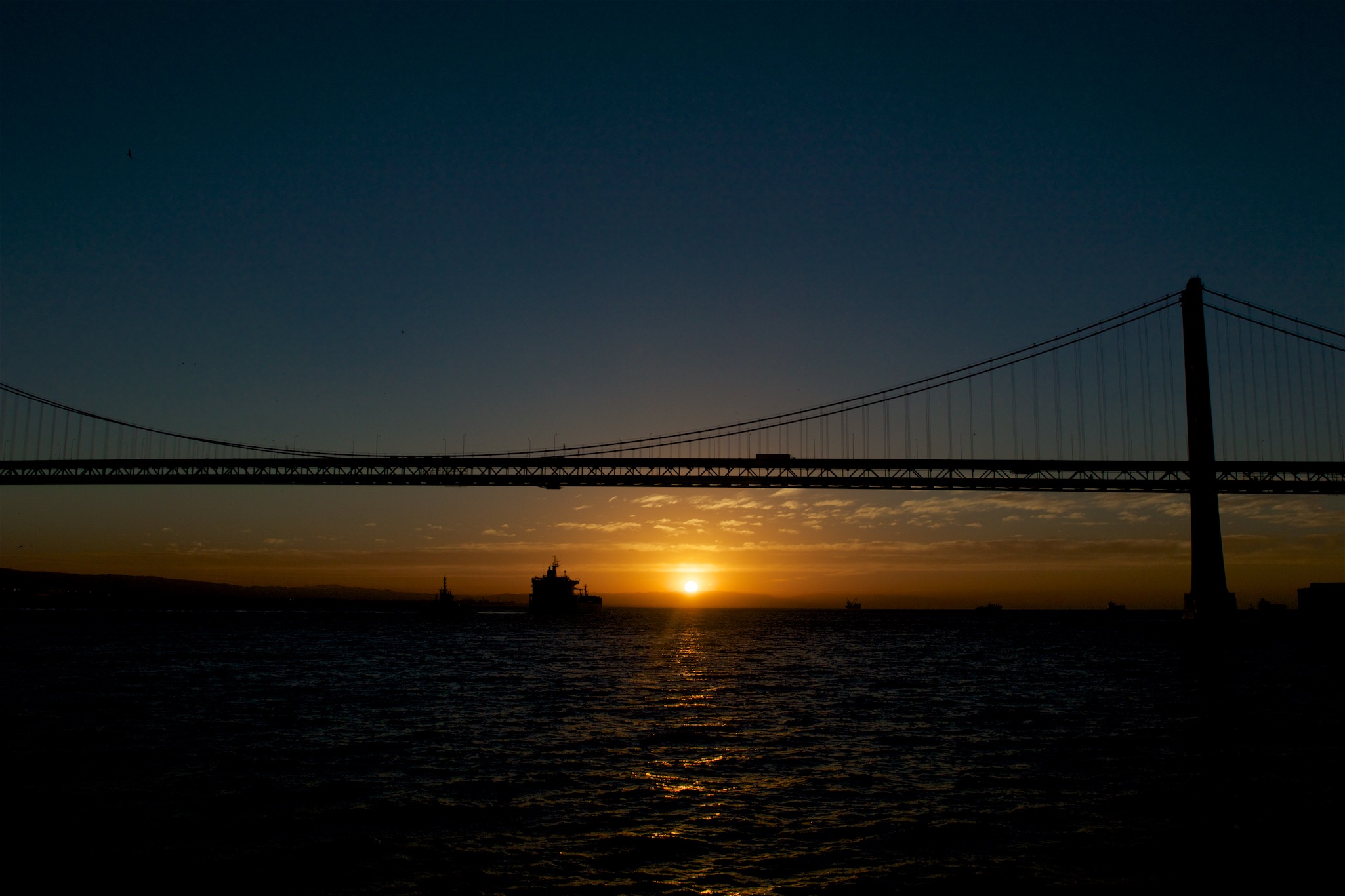 Bay Bridge in San Francisco California at Surnise